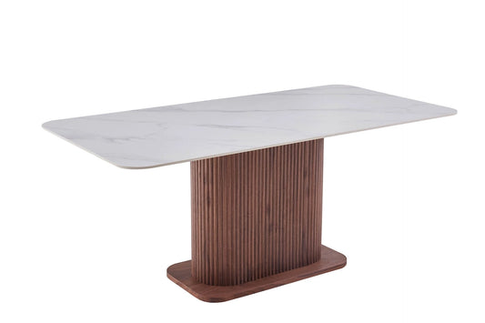 Eleanor Walnut & White Sintered Stone 1.8m Dining Table