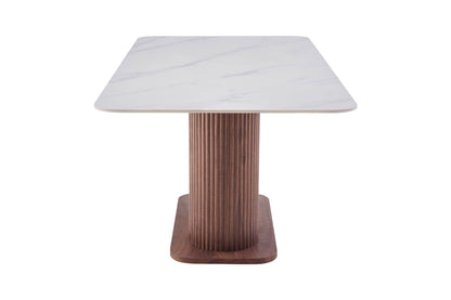 Eleanor Walnut & White Sintered Stone 1.8m Dining Table
