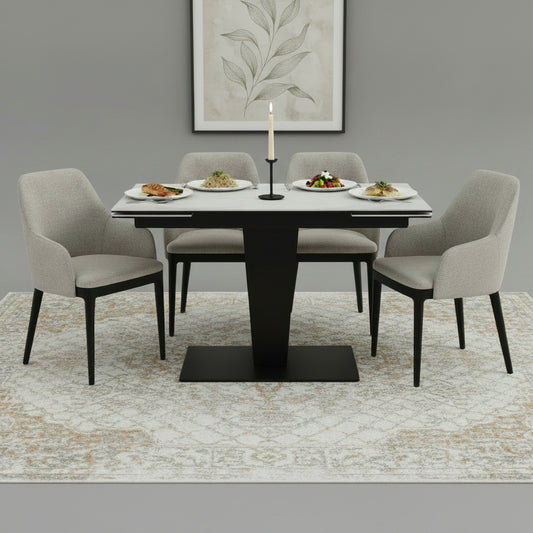 Valentina White Ceramic Extending Dining Table