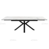 PRE- ORDER DELIVERY FROM OCT Amari White Ceramic Marble Big Extendable Dining Table