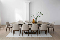 Lavish Matt Ivory & Emerald Vein Italian Ceramic Extending Dining Table