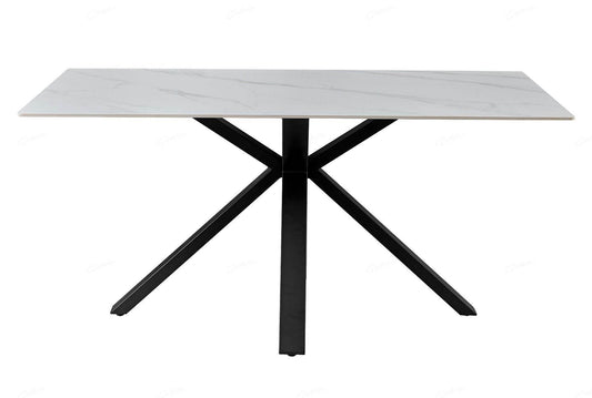 Milana White Sintered Stone Extending Cross Leg Dining Table - Pak Tao