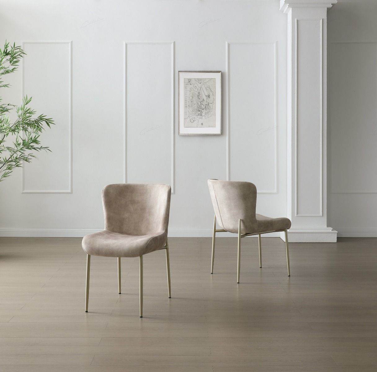 Pietra Champagne Fabric Dining Chair X12 - Pak Tao