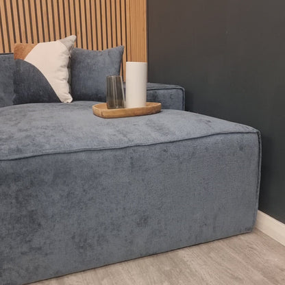 Atlanta Blue Textured Chenille Modular Sofa - Right Hand Corner