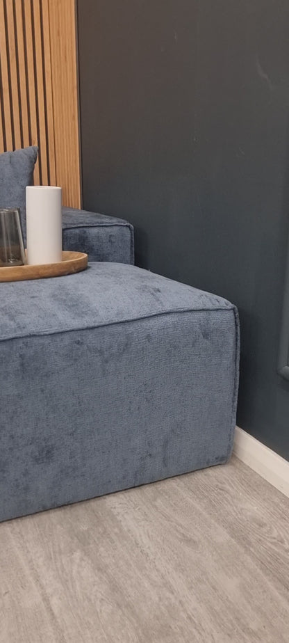 Atlanta Blue Textured Chenille Modular Sofa - Right Hand Corner