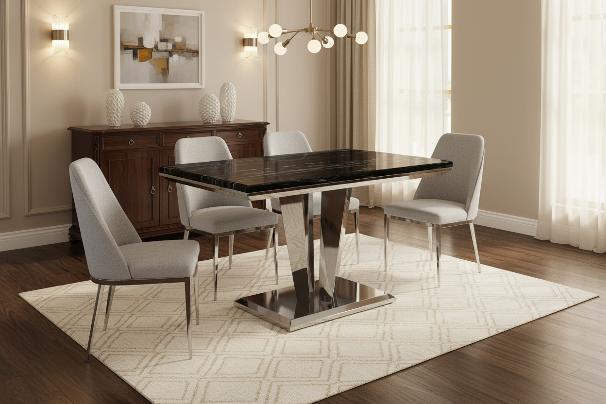 Riccardo Black Marble 120 Rectangle Dining Table