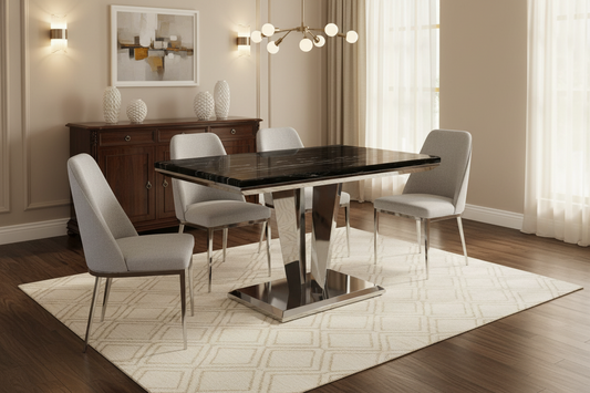 Riccardo Black Marble 120 Rectangle Dining Table