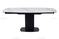 Ritz Swivel White / Grey Ceramic Marble Extending Dining Table